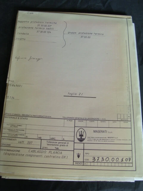 Disegno Maserati Biturbo cablaggio plancia centralina dx - Immagine 1 di 4