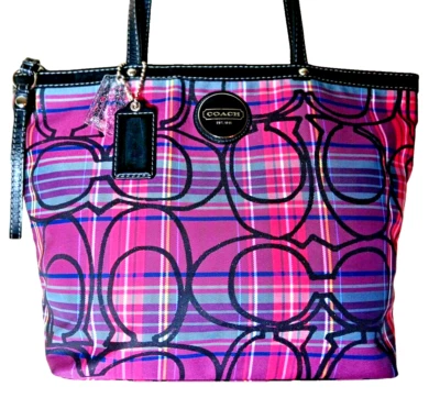 Bolso de Mano Coach Jewel Tono Amapola Tartán a Cuadros Firma F15229 Foto 1 de 4