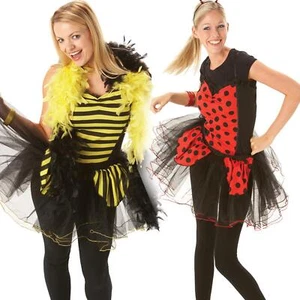 Womens Ladies Fancy Dress Costume Bumblebee Sexy Adult Ladybird Top Only S M L - Picture 1 of 3