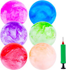 3 otters Bouncy Balls for Kids, 6PCS Marbleized Bouncy Balls Plus Pump Sensory