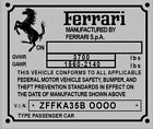 Ferrari Data Plate Id Serial Number Silver Chassis Federal Safety Standards