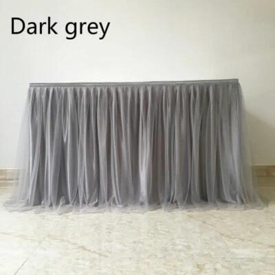2M Table Skirt Cloth Tutu Tulle 2 Layer Fabric Cover Wedding Party Decor Pleated - Image 1 of 4