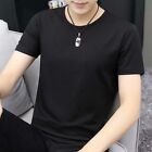 Brand New Top T-shirt Mens Slim Fit Solid Color Apricot Tee Black Blouse