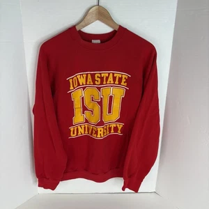 Vintage Iowa State Cyclones Crewneck Sweatshirt, Large, Red, Wolf Block Spellout - Picture 1 of 9