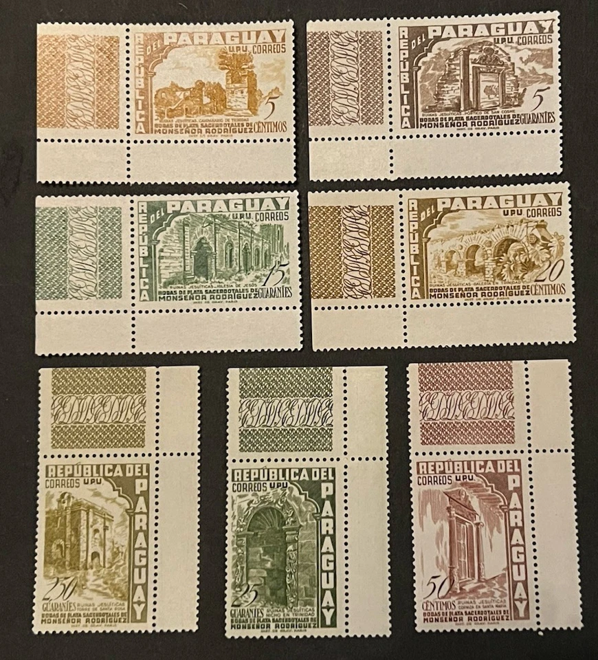 Travelstamps 1955 Paraguay Stamps Sc #491-497  - Monsenor Rodriguez MNH OG Tabs - Image 1 of 4