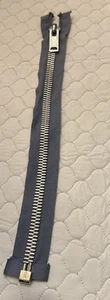 Vintage Conmar Zipper Chrome Metal 12” Light Gray Heavy Duty - Picture 1 of 3