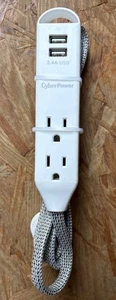6ft CyberPower 3 Outlet Surge Protector, 2 USB Port, Braided Cord - Picture 1 of 3