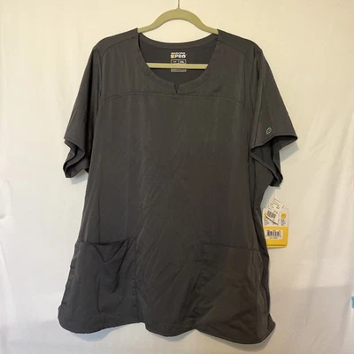 NWT Wonder Wink Pro 2X Women's 4 Pocket V-Neck Scrub Top Slate Pewter Gray Grey - Image 1 of 4