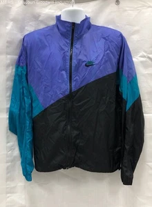 Nike Violet Turquoise & Black Full Zip Colorblock Windbreaker Jacket - Size L - Picture 1 of 4