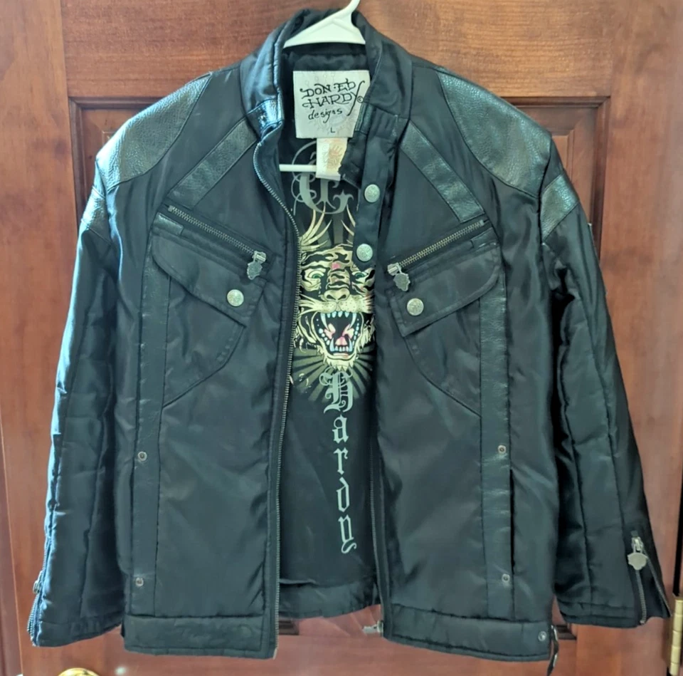 Chaqueta Moto Don Ed Hardy Vintage Niños Jóvenes Talla Grande Foto 1 de 4