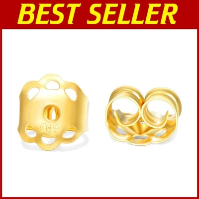 Respaldos para pendientes de oro real de 14K - Cierre de bloqueo seguro Foto 1 de 4