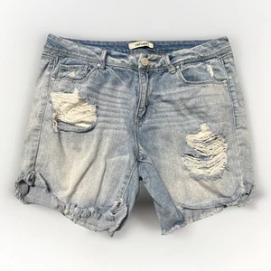 Pantalones cortos de mezclilla Refuge para mujer talla 10 dobladillo deshilachado desgastado azul lavado claro 33x5 - Imagen 1 de 6