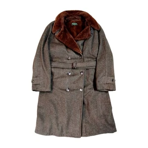 Vintage Abercrombie & Fitch Mens Large Wool Double Breasted Trench Overcoat - Picture 1 of 9