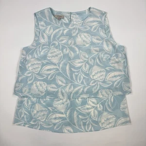 Hobbs Blouse Vest Top UK 10 Silk Floral Blue White Layered Wide Strap Light - Picture 1 of 11