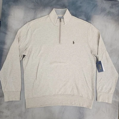 Polo Ralph Lauren Cuarto Cremallera Gris Pullover Suéter Para Hombre Talla Grande Nuevo Foto 1 de 4