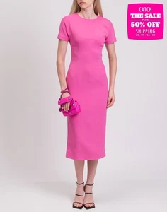 RRP€1650 DOLCE & GABBANA Midi Sheath Dress IT40 US4 UK8 S Pink Short Sleeve - Picture 1 of 11