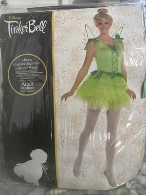 Disney Women's Tinker Bell Costume Adult Medium 6-8 Dress and Wings New - Image 1 of 4