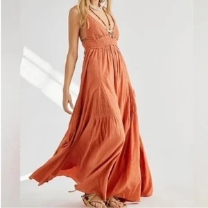 Free People Endless Summer Heat Haze Smocked Triangle Maxi Dress XS - Picture 1 of 11