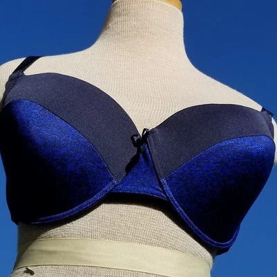 Sujetador 40DD Delta Burke azul negro cobertura completa con aros acolchado estilo #2937-31 Foto 1 de 4