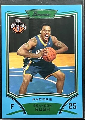 Bowman Brandon Rush #149 2008-09 azul/499 radiocontrol novato Indiana Pacers Foto 1 de 2