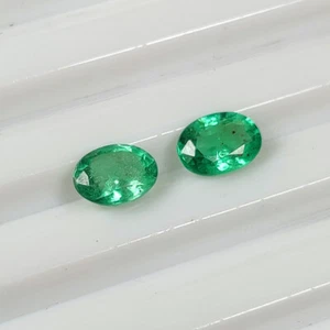 1.53 CT - Natural Zambian Emerald High Luster Green Gem Oval Pair -7293 - Picture 1 of 3