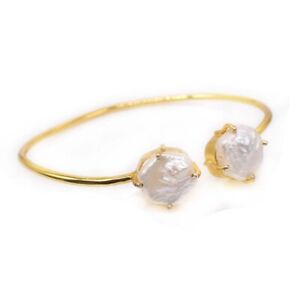 Baroque Pearl Gemstone Gold Plated Designer Jewelry Adjustable Bracelet K596