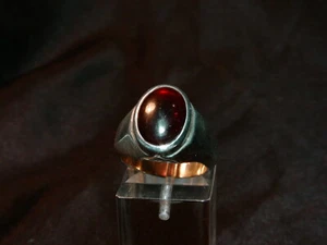 Anello misura 54, argento 925 con granato, cabochon dall'India - Foto 1 di 3