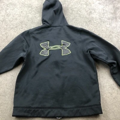 Chaqueta Under Armour Hombres Mediana Negra Verde Cremallera Completa Logo Sudadera con Capucha Informal Exterior Foto 1 de 4