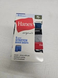 ✨️ NWT Hanes Originals 5 Pack Boys Stretch Boxer Briefs Multi Solid Size XL 18 - Picture 1 of 2