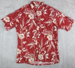 Mens Half Moon Bay Hawaiian Shirt Size M Rayon Short Sleeve Button Red Floral - Picture 1 of 7