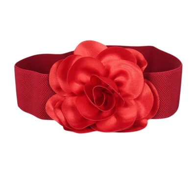 Mujeres Moda Grande Rosa Flor Elastizado Cintura Cinturón Elástico Vestido Corsé Cintura Foto 1 de 4