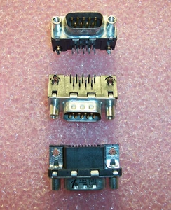 QTY (10) 9 POSITION R/A DSUB PLUG DB-9 Female Screwlock (4-40) D09P33E6GV12 FCI - Picture 1 of 2