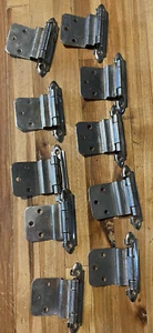 10 Vintage Steel Offset Chrome silver Cabinet Door Hinges Salvage Reclaimed - Picture 1 of 5