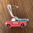 2018 Wooden Red Truck Christmas Tree Ornament