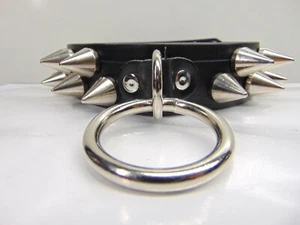 GIROCOLLO BONDAGE UNISEX A PUNTA IN PELLE.METALLO NERO (MDLC0193)...QUARTHON - Foto 1 di 6