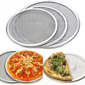Aluminum Round Pizza Baking Tray DIY Metal Net Non-stick Mold For Oven USA - Picture 1 of 16