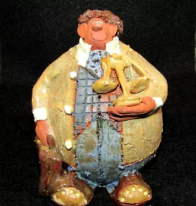 VTG 1983 Sara Meadows Balloon People Figure Pottery Lawyer Law Attorney Signed - Picture 1 of 10