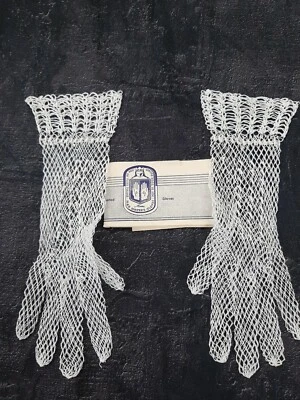 Guanti Gloves pizzo uncinetto sposa ricamo centrini vintage antichi new bianco 2 - Immagine 1 di 4