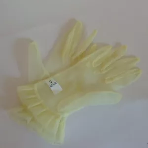 Vintage 1950s Sheer Stocking Childs Gloves Yellow Small Size 5 Wedding Church - Picture 1 of 7