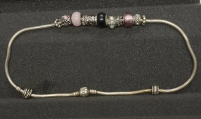 Pandora Schlangenkette ca. 42 cm mit 15 Charms - gebraucht - siehe Beschreibung - Bild 1 von 4