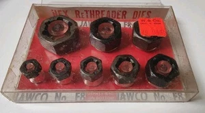 JAWCO Nº Vintage Juego de troqueles rethreader hexagonal F8 NF-SAE 8 piezas hilos finos hechos en EE. UU. - Imagen 1 de 5