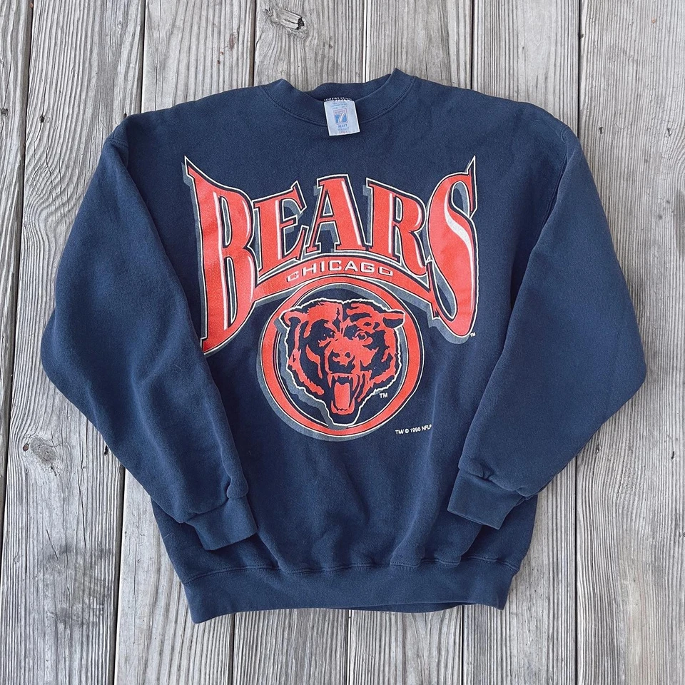Sudadera Chicago Bears Logo Azul Marino Gráfico Cuello Redondo Reimpresión S-5XL HN0500 Foto 1 de 1