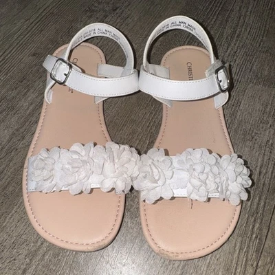 Sandalias Christie And Jill con correa en el tobillo con flores blancas - Niñas 3M-GUC Foto 1 de 4