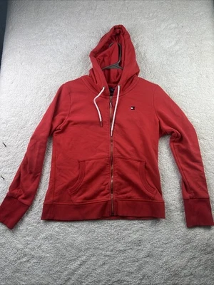 Moletom Tommy Hilfiger Juniors SP vermelho com zíper completo algodão com capuz bandeira drawstrg - Imagem 1 de 4