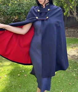 Vintage WWII Standard Apparel Co 1940s Military wool nurse Cape Red Lined - Picture 1 of 17