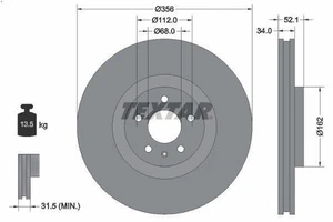 1X Brake disc TEXTAR 92238203 for AUDI A5 (8T3) 2 2013-2017 - Picture 1 of 6