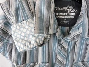 Broches de presión Wrangler20X Competition para hombre L/S verde salvia a rayas perlas talla M usados en excelente estado - Imagen 1 de 5