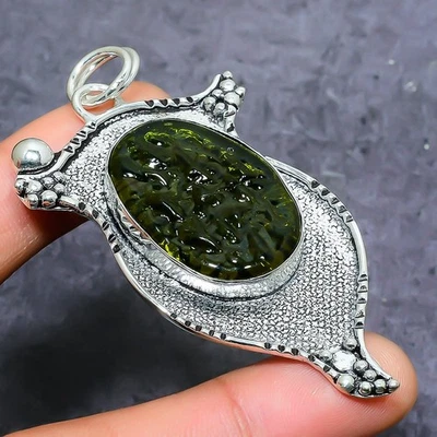 Ювелирный кулон из серебра 925 пробы с молдавитом кварцем 2,76 дюйма h202 - Изображение 1 из 3