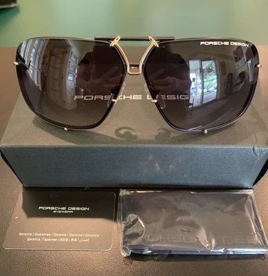 Gafas de sol PORSCHE P8929 D.Black&Gold 67 mm titanio cuadrado/aviador con 2 juegos de lentes Foto 1 de 4