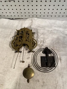 Vintage Clock Movement Brass Parts Working Pendulum Gong - Picture 1 of 11